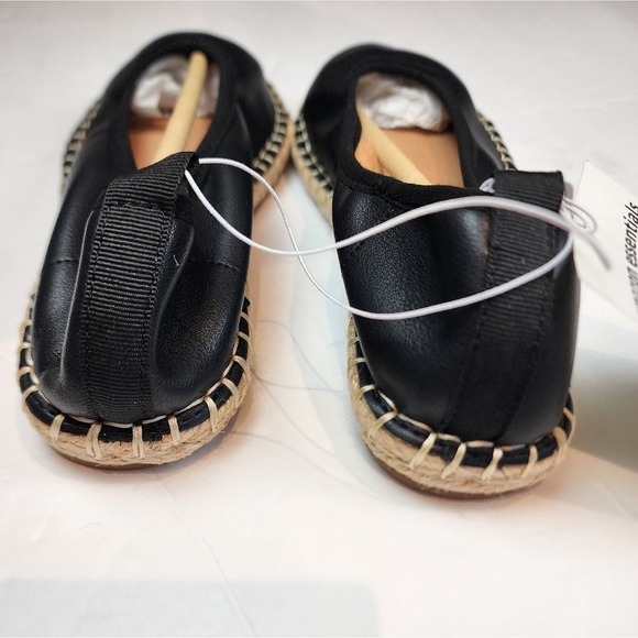 New Black Espadrille Ballet Flats Womens Black Cushion Comfort Slipons Size 6 - Picture 4 of 12
